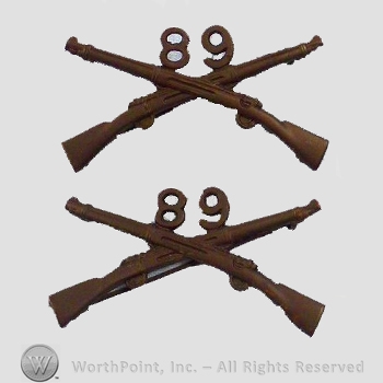 WWI Metal Insignia : 89th Infantry Regiment Officer Collar Insignia.