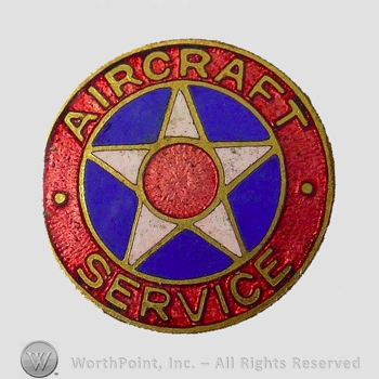 WWI Metal Insignia : Numbered Aircraft Service Enamel Lapel Badge.