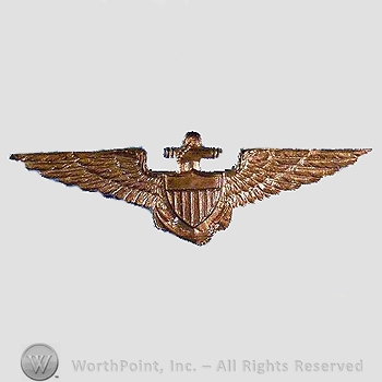 WWI Metal Insignia : WWI Full Size Navy Aviator Wing.