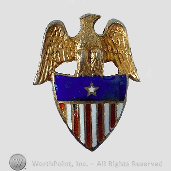 WWI Metal Insignia : 1920's Shirt Size Sterling Aide to Brig. Gen. Insignia.