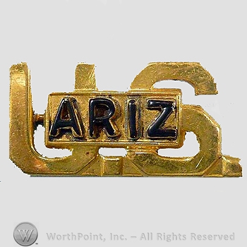 WWI Metal Insignia : 1920's Arizona National Guard Officer Collar Insignia.