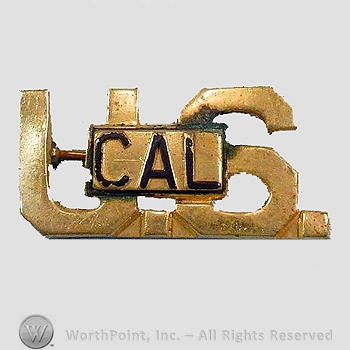 WWI Metal Insignia : 1920's California State Guard Officer Collar Insignia.