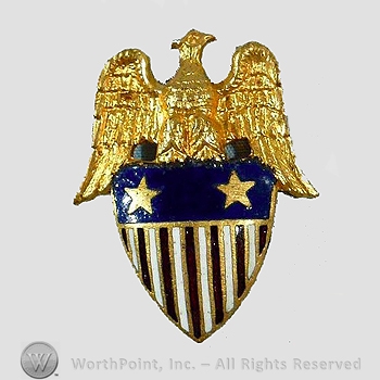 WWI Metal Insignia : 1920's Aide to Major General Collar Insignia.