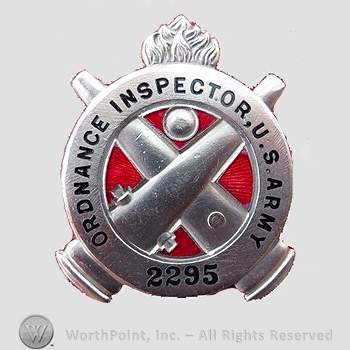 WWI Metal Insignia : U.S. Army Ordnance Inspector's Badge.