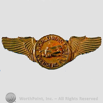 WWI Metal Insignia : Overseas Flyer Veteran's 14 K Gold Wing.