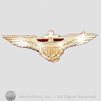 WWI Metal Insignia : 1920's-30's Sterling 1 1/2" Navy Observer Wing .