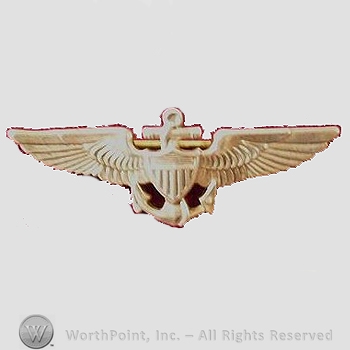WWI Metal Insignia : 1920's Sterling Navy 1 1/2" Observer Wing .