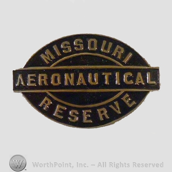 WWI Metal Insignia : Missouri Aeronautical Reserve Badge.