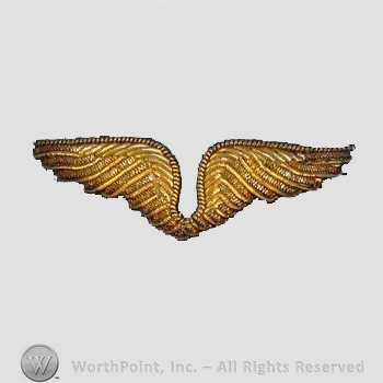 WWI Metal Insignia : Air Service Bullion Flight Instructor Wing.