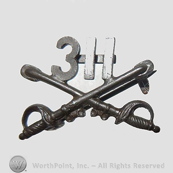 WWI Metal Insignia :  311th Cavalry Shirt Size Officers Collar Insignia.