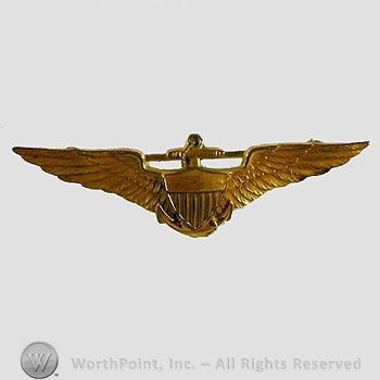 WWI Metal Insignia : WWI 2" Naval Aviator Wing.