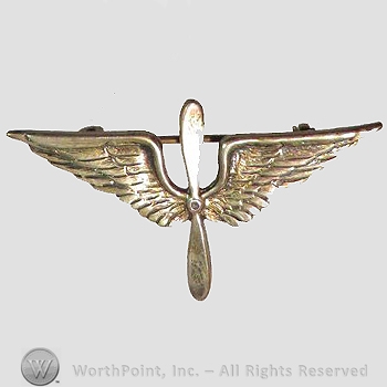 WWI Metal Insignia : 1920's Air Service Officer Collar Insignia.