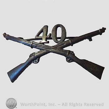 WWI Metal Insignia : 40th Infantry Officer's Collar Insignia.