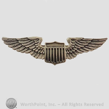 WWI Metal Insignia : 1920's Sterling Pilot Wing.