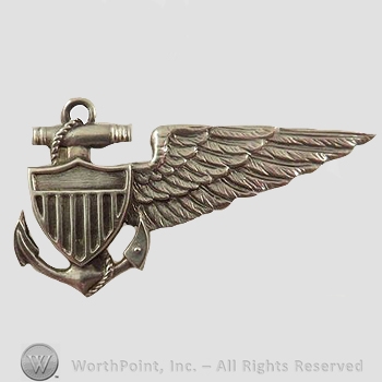 WWI Metal Insignia : 1920's USN Sea Plane Flight Crew Half Wing.