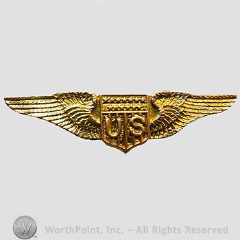 WWI Metal Insignia : 1 1/2" Pilot Wing / Green KC.