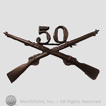 WWI Metal Insignia : 50th Infantry Officer's Collar Insignia.