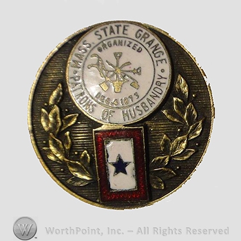 WWI Metal Insignia : Mass State Grange Son in Service Pin.