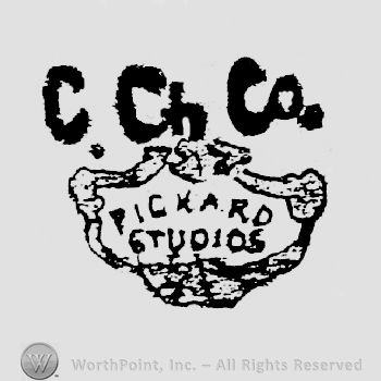C. Ch. Co written above ribbon frame with Pickard Studios written inside it