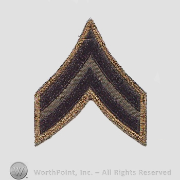 Vietnam Era Subdued Enlisted Ranks Patch : E-4 Corporal; Specialist 3d Class.