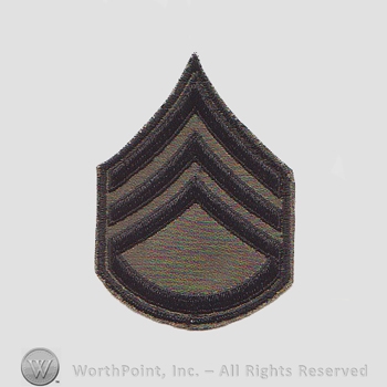 Vietnam Era Subdued Enlisted Ranks Patch : E-6 Sergeant 1st Class; Specialist 1st Class.