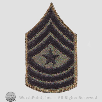 Vietnam Era Subdued Enlisted Ranks Patch : Sergeant Major E-9.