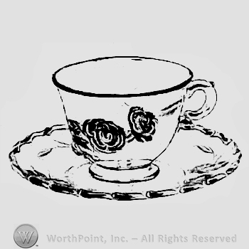 Glass pattern: Camellia; plate and cup.
