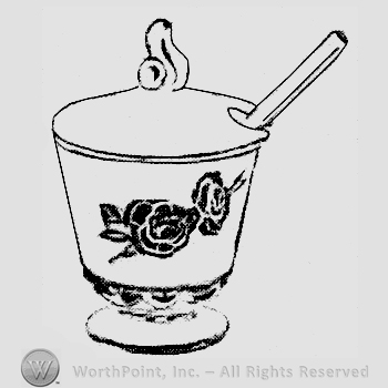 Glass pattern: Camellia; candy and spoon.