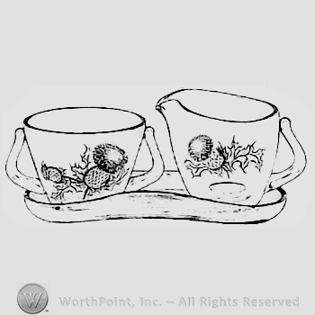 Glass pattern: Thistle; sugar and creamer.