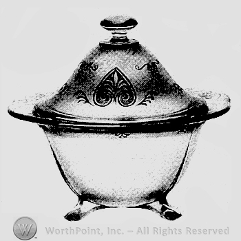 Glass pattern: Trojan; candy jar and cover.