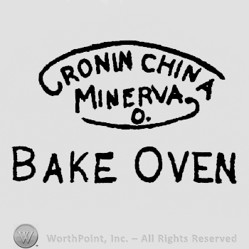 Cronin China written arched above Minerva written above Bake Oven