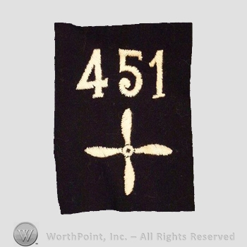 WWI Enlisted Squadron Patch : 451st Air Service Enlisted Squadron Patch.