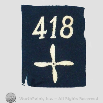 WWI Enlisted Squadron Patch : 418th Air Service Enlisted Squadron Patch.
