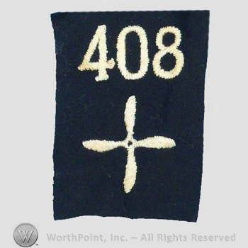 WWI Enlisted Squadron Patch : 408th Air Service Enlisted Squadron Patch.