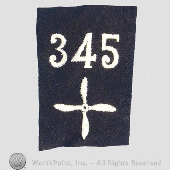 WWI Enlisted Squadron Patch : 345th Air Service Enlisted Squadron Patch.