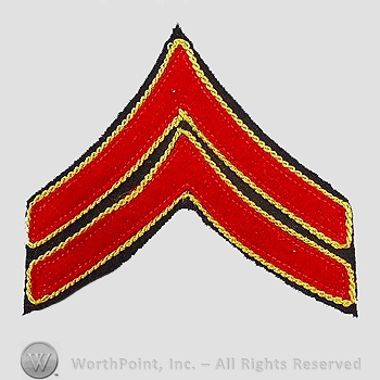 WWI Chevrons : Ordnance Corps Corporal Dress Blue Chevron.