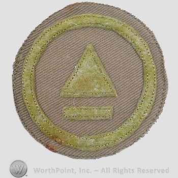 WWI Chevrons : Coast Artillery Observer First Class Khaki Chevron.