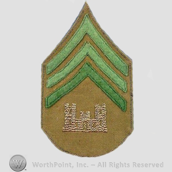 WWI Chevrons : Corps of Engineers Sergeant Khaki Chevron.