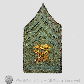 WWI Chevrons : Quartermaster Sergeant First Class Wool Chevron.