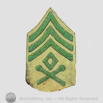 WWI Chevrons : First Sergeant Drum Major Khaki Chevron.