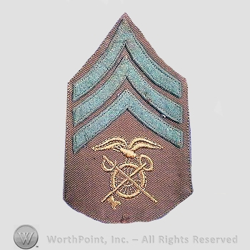WWI Chevrons : Quartermaster Sergeant Khaki Chevron.