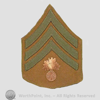 WWI Chevrons : Pre WWI Ordnance Corps Sergeant Khaki Chevron.