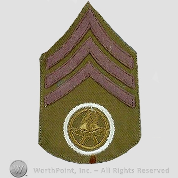 WWI Chevrons : Motor Transport Corps Sergeant Khaki Chevron.