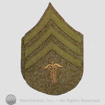 WWI Chevrons : Hospital Corps Sergeant Wool Chevron.