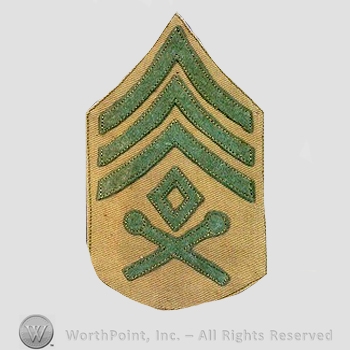 WWI Chevrons : First Sergeant Drum Major Khaki Chevron.