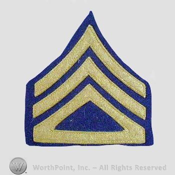 WWI Chevrons : 1920's Quartermaster Corps Sgt First Class Wool Chevron.