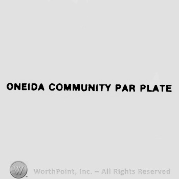 ONEIDA COMMUNITY PAR PLATE written with uppercase letters.