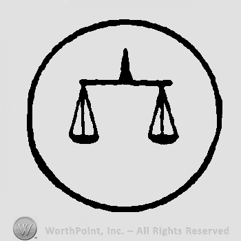 A circle enclosing an balance.