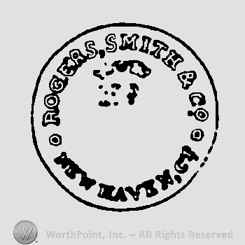 A circle with written words inside of it : ROGERS SMITH CO NEW HAVEM CT.