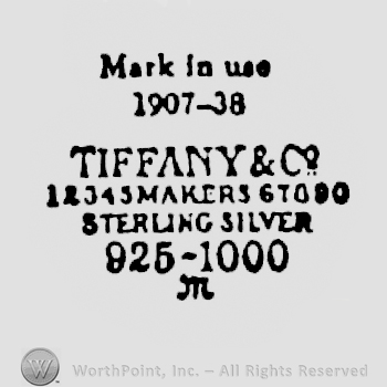 TIFFANY & CO 12345 MAKERS 67890 STERLING SILVER 925-1000 and letter M bellow.